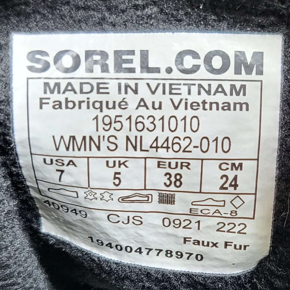 Sorel‎ Explorer II Joan Black Waterproof Suede Winter Boots NL4462-010 Womens 7